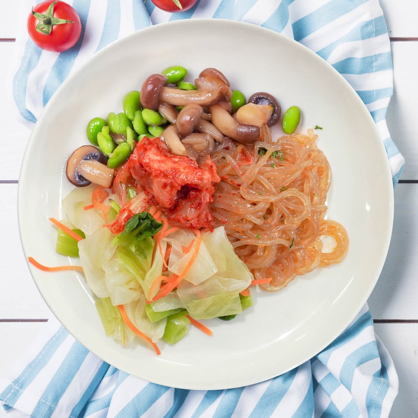 B. Korean Kalbi Mushroom and Edamame W/ Assorted Vegetables And Glass Noodles
