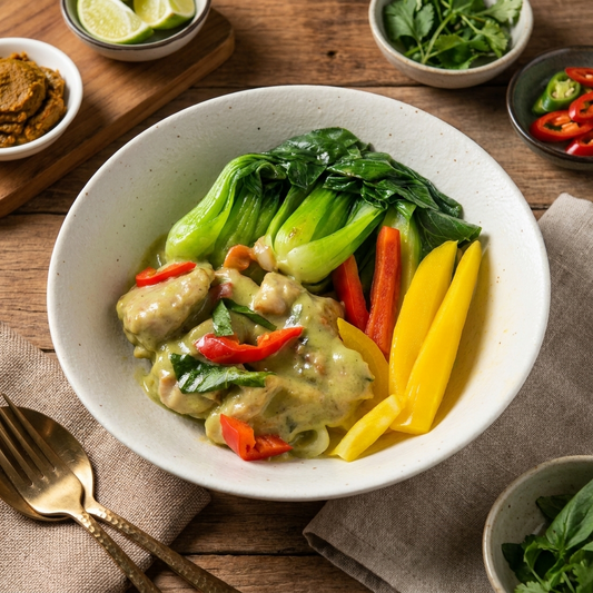 Low-Fat Thai Green Curry Chicken W/ Asian Greens