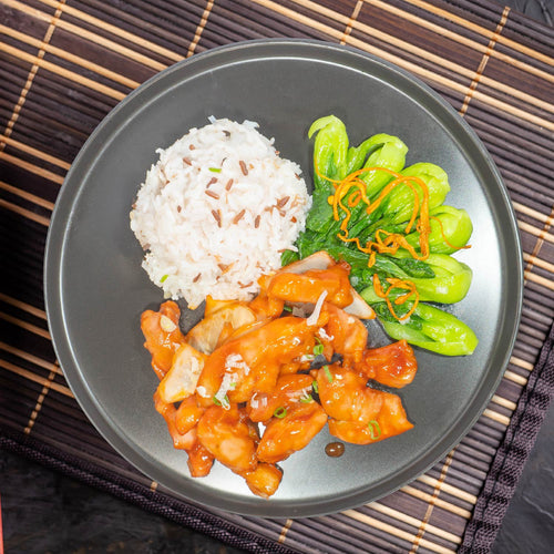 Sweet And Sour Chicken W/ Asian Greens And Mix Grains
