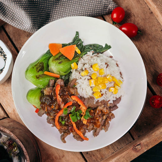 D. Garlic Beef with Low GI Mix Grains