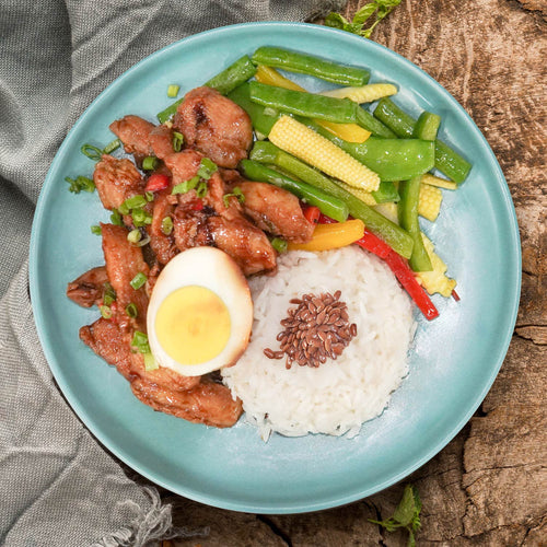 Shandong Chicken W/ Mushroom, Soy-Marinated Egg, Asian Greens And Flaxseed Rice