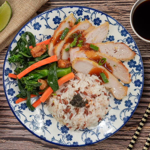 Slow Cook Char Siu Pork Loin W/ Chinese Green And Truffle Mix Grain