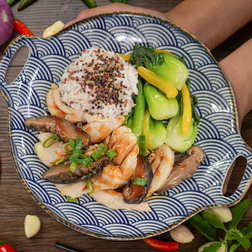 Healthy Chinese Style "Beggar" Chicken W/ Seasonal Vegetables And Quinoa Rice