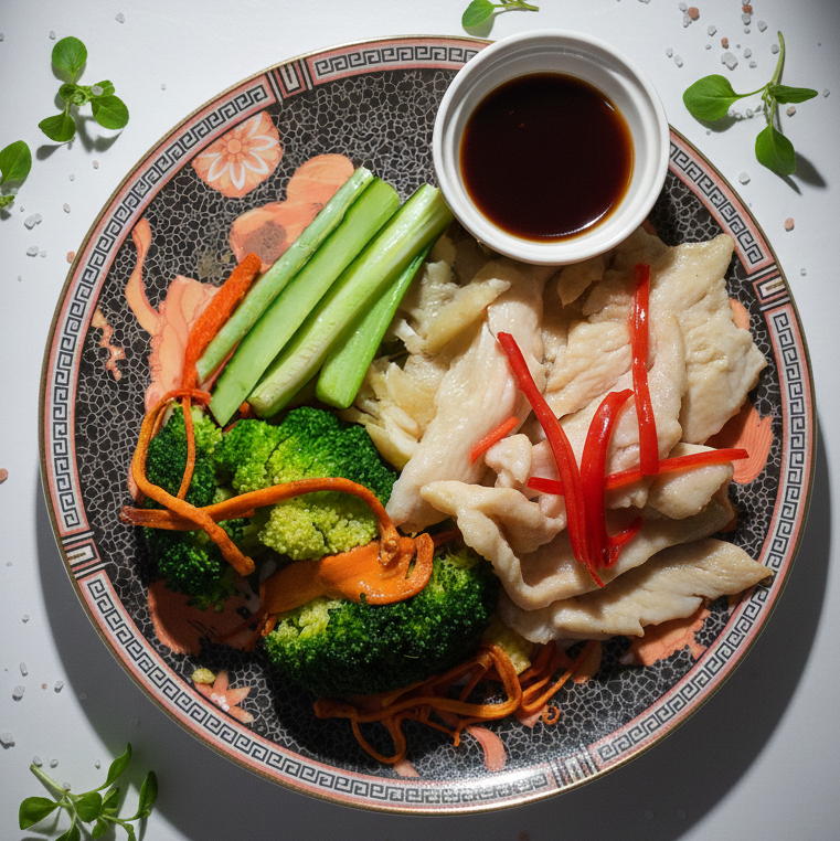 Salt Baked Chicken W/ Chinese Green And Sweet Soy Sauce