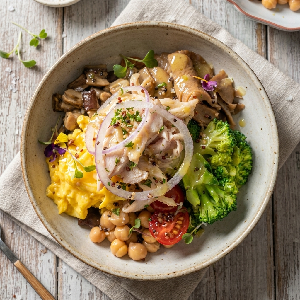 Slow Cooked Chicken Breast Quinoa Breakfast Salad