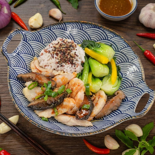 Healthy Chinese Style "Beggar" Chicken W/ Seasonal Vegetables And Quinoa Rice