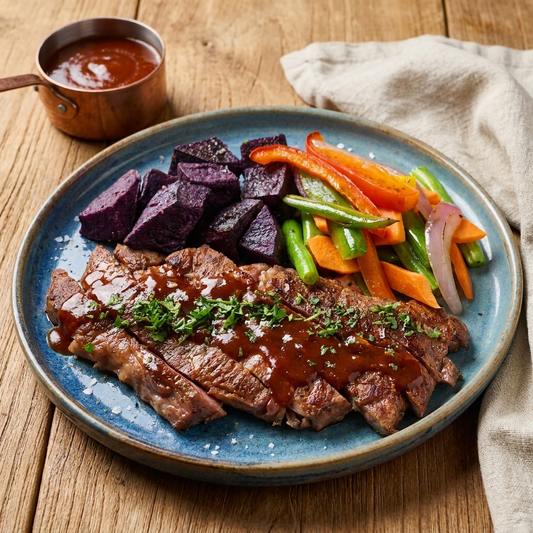 Grilled Ribeye w/ Sweet Potato & Texas BBQ Sauce