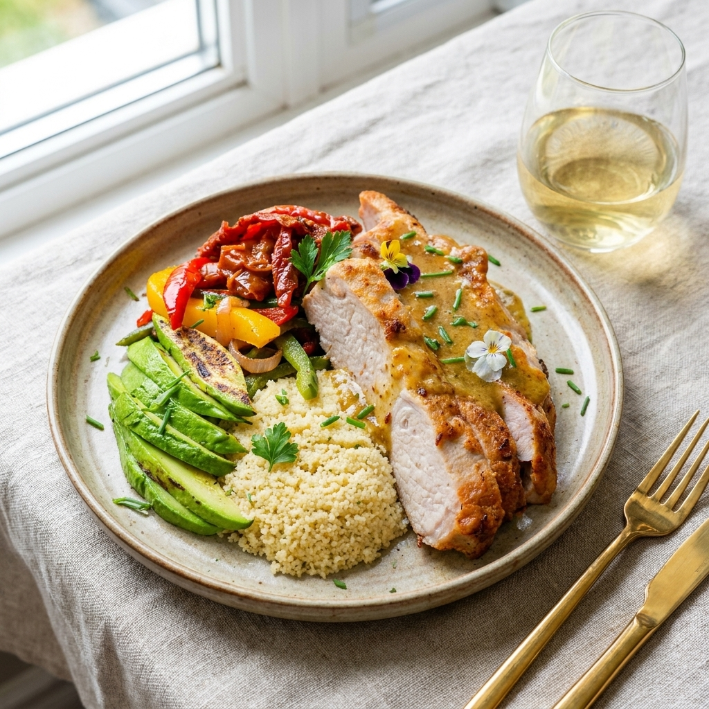 Pork Loin w/ Couscous & Honey Mustard Sauce