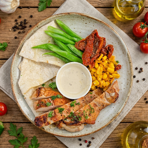 Grilled Chicken w/ Garlic Aioli & Wholewheat Tortilla