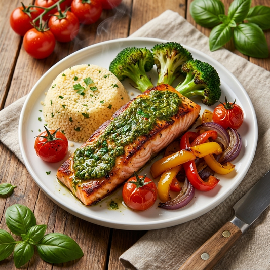 Pesto Salmon Fillet w/ Couscous