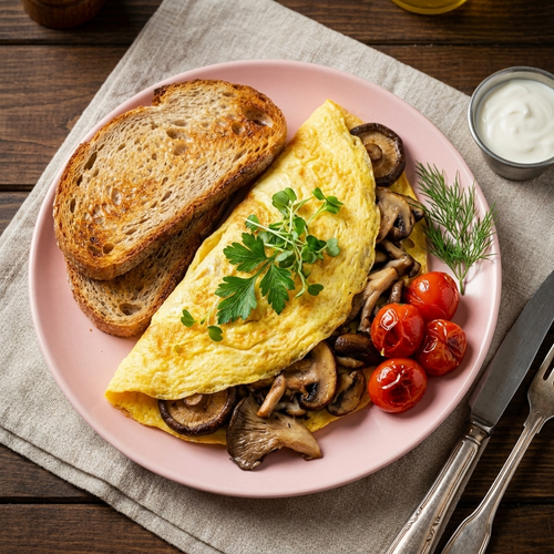 Mix Mushroom Omelette w/ Rye Bread