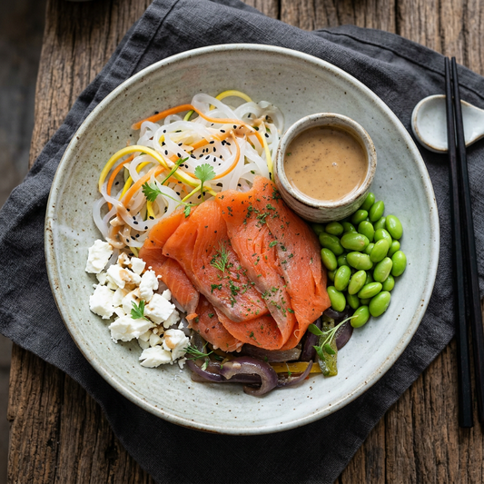 Smoked Salmon w/ Konjac Zoodles Salad & Sesame Dressing