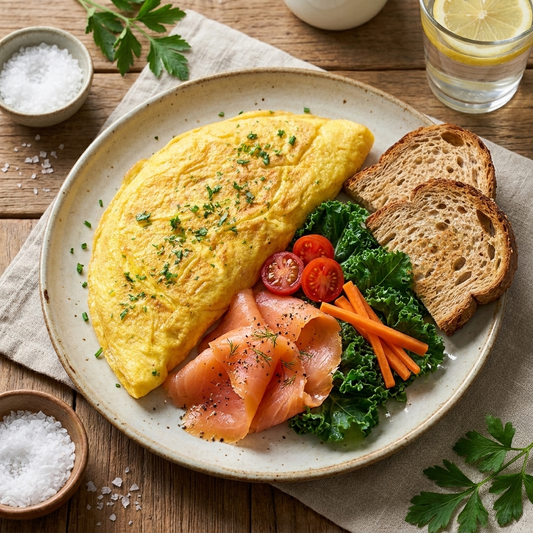 Smoked Salmon Omelette w/ Wholewheat Bread