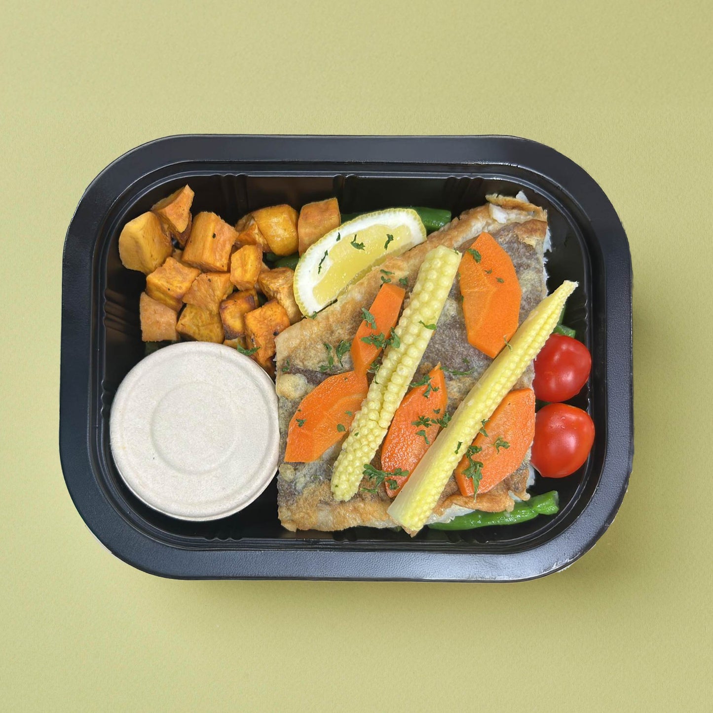 A. Grilled Fish with Sweet Potato