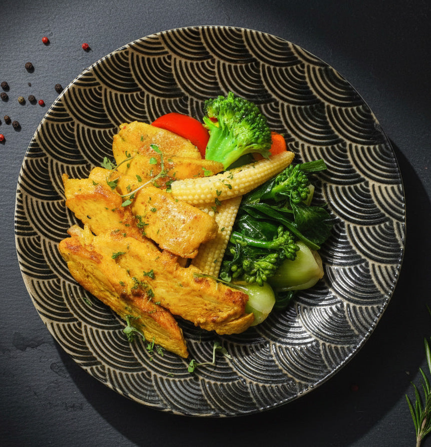 Indonesian Pork Loin w/ Chinese Greens And Peanut Sauce