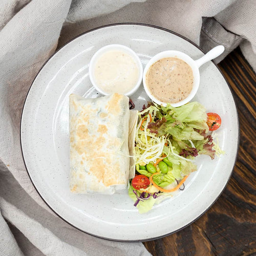 Smoked Salmon And Eggs Breakfast Wrap w/ Side Salad