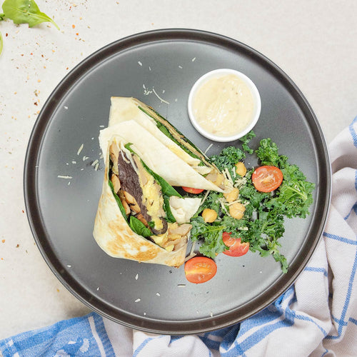 Mediterranean Beef Breakfast Wrap w/ Greek Salad