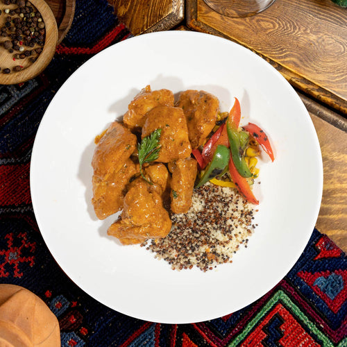 Low Fat Chicken Marsala W/ Seasonal Vegetables And Quinoa Mix Couscous