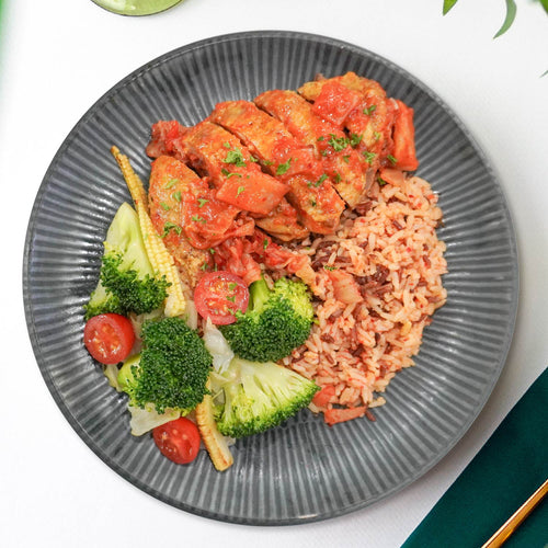 Korean Baked Spring Chicken W/ Seasonal Greens And Korean Rice