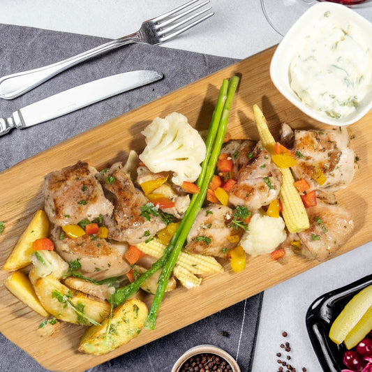 A. Chicken Souvlaki W/ Seasonal Vegetables, Low-Fat Tzatziki Dressing And Herb Potatoes