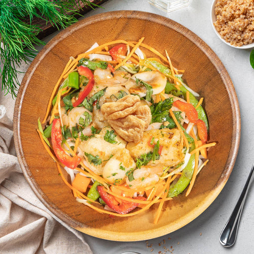 Low Fat Nyonya Seafood Curry W/ Asian Greens And Healthy Noodles