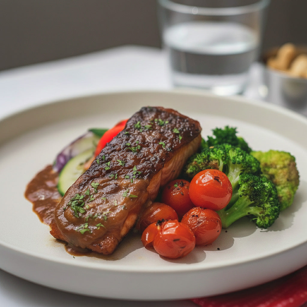 Honey Bbq Salmon W/ Roasted Vegetables