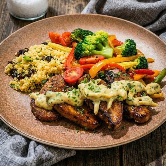 Indian Curry Duck W/ Raisin Couscous And Raita Dressing
