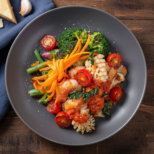 Mix Seafood W/ Sautee Vegetables And Marinara Sauce