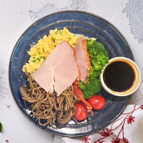 Japanese Breakfast Soba w/ Eggs and Roasted Leg of Ham