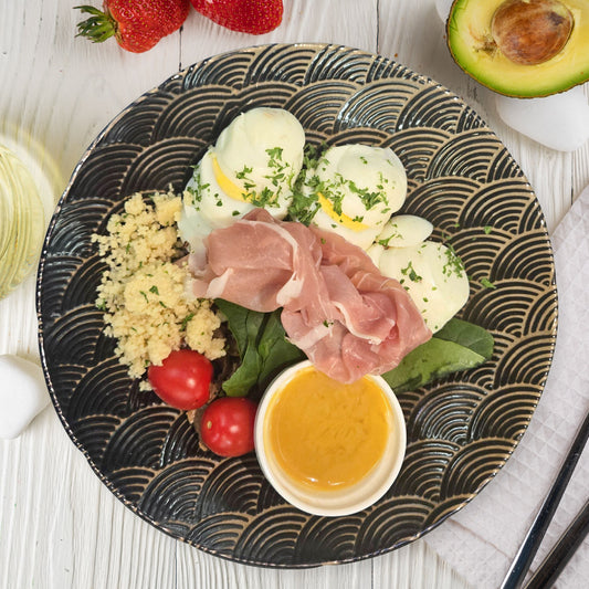 Boiled Egg w/ Prosciutto Di Parma, Italian Couscous And Honey-Lemon Vinaigrette