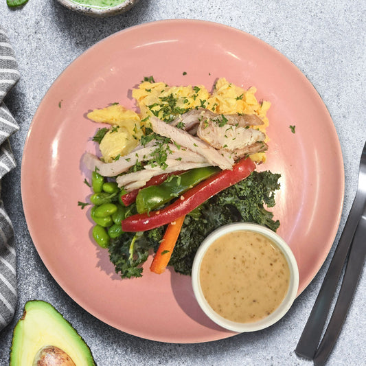 Japanese Style Egg and Lean Pork w/ Sesame Dressing and Side Salad