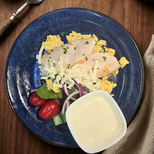 Breakfast Egg and Slow Cooked Chicken Wrap w/ Southern Ranch Salad