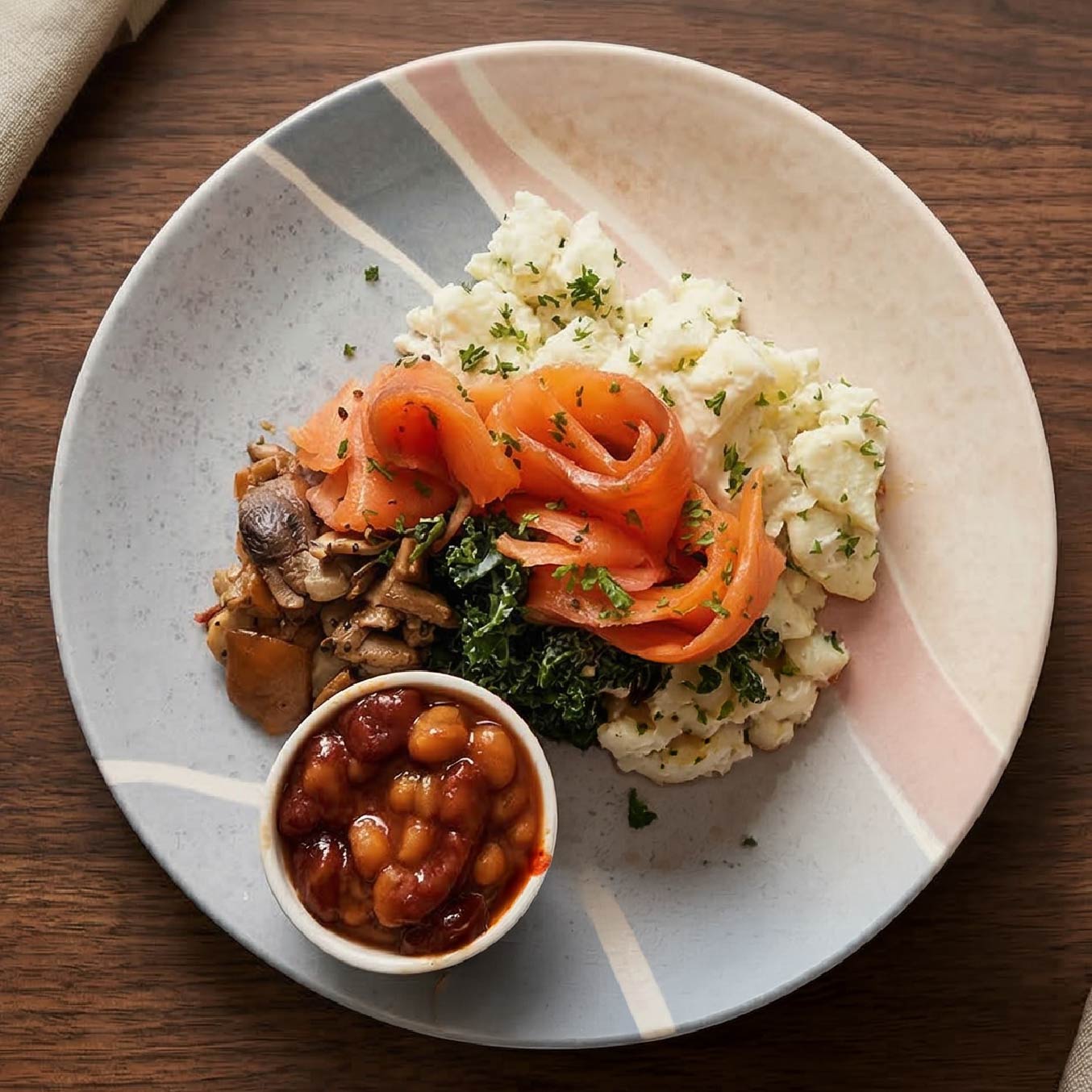 Norwegian Salmon w/ Egg Whites and Homemade Baked Beans