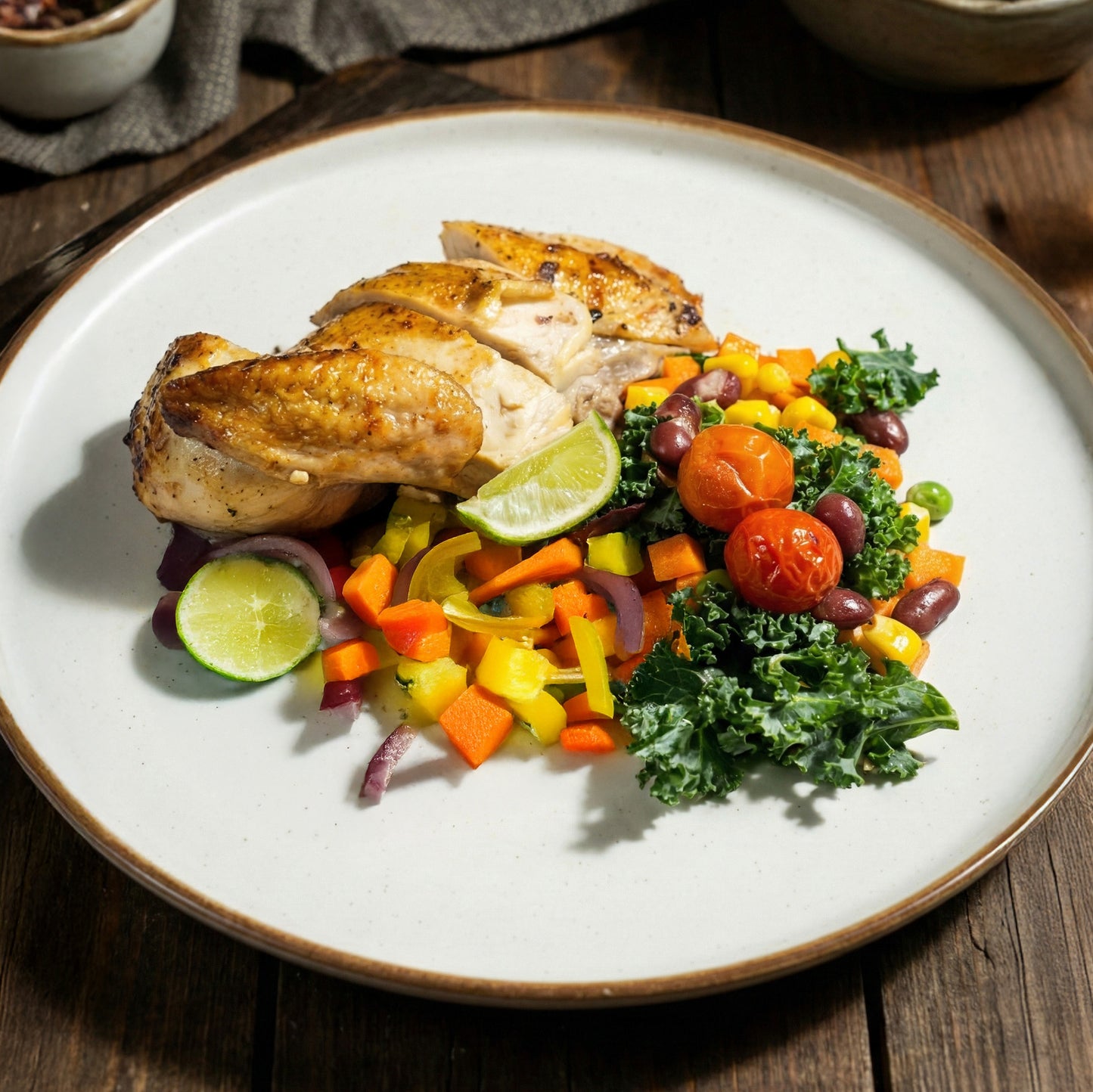 Grilled Garlic Lemon Thyme Chicken Breast W/ Seasonal Greens